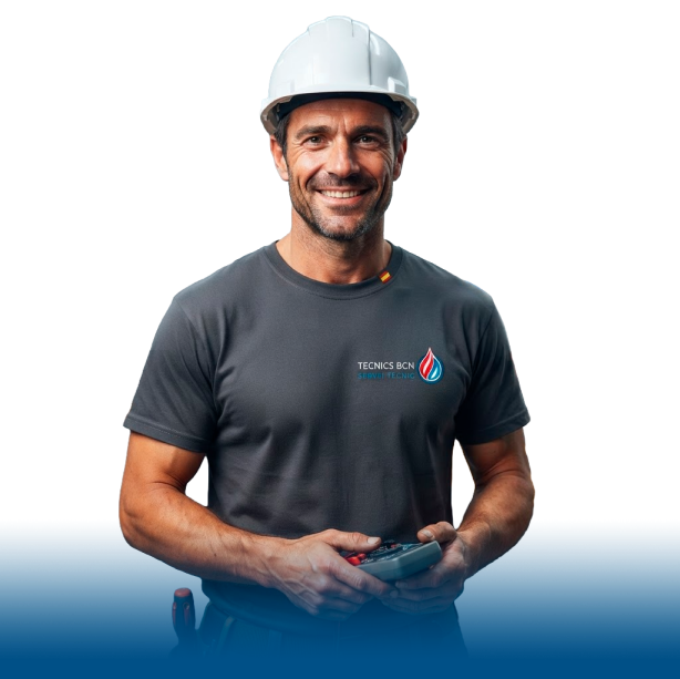 Técnico sonriente del equipo de técnicos expertos en climatización en Barcelona